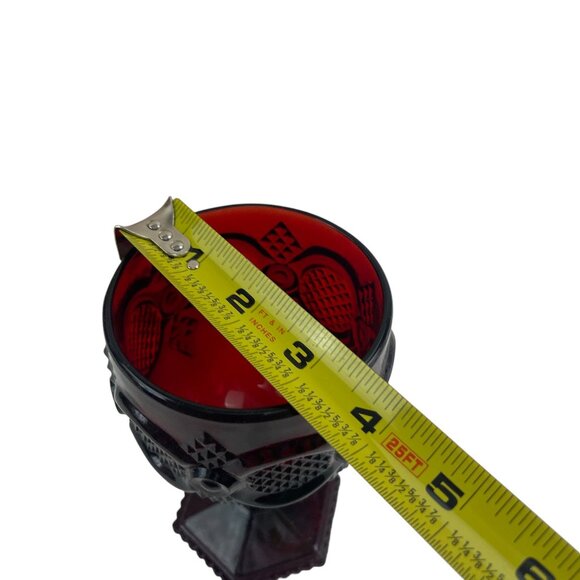 Avon 1876 Cape Cod Collection Ruby Red Glass Water Goblet Perfumed Candle Holder - Picture 7 of 7